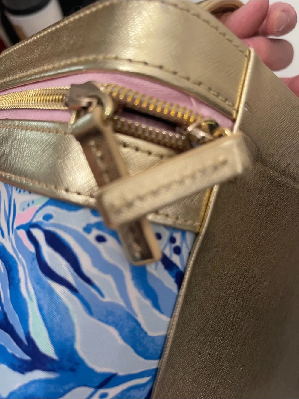 Lilly Pulitzer Gold Multi-Color Cosmetic Train Case